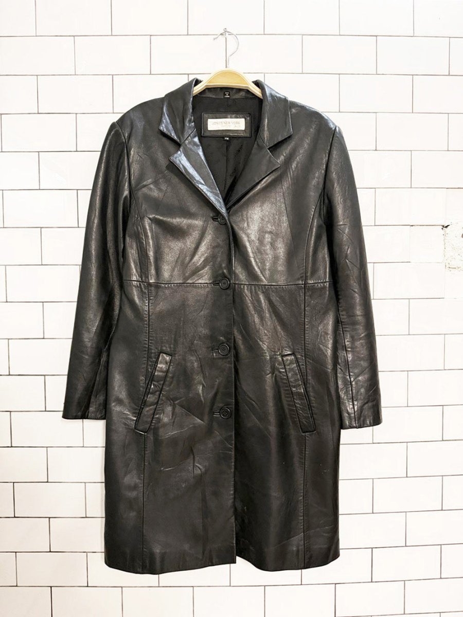 vintage 00s jones new york butter leather full button jacket | lambskin - good market thrift store