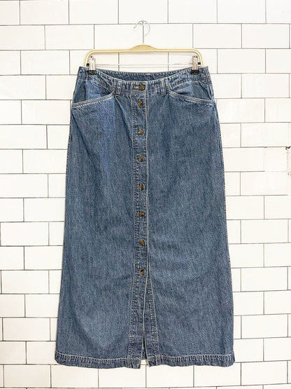 vintage 00s jones new york denim button down maxi skirt - good market thrift store