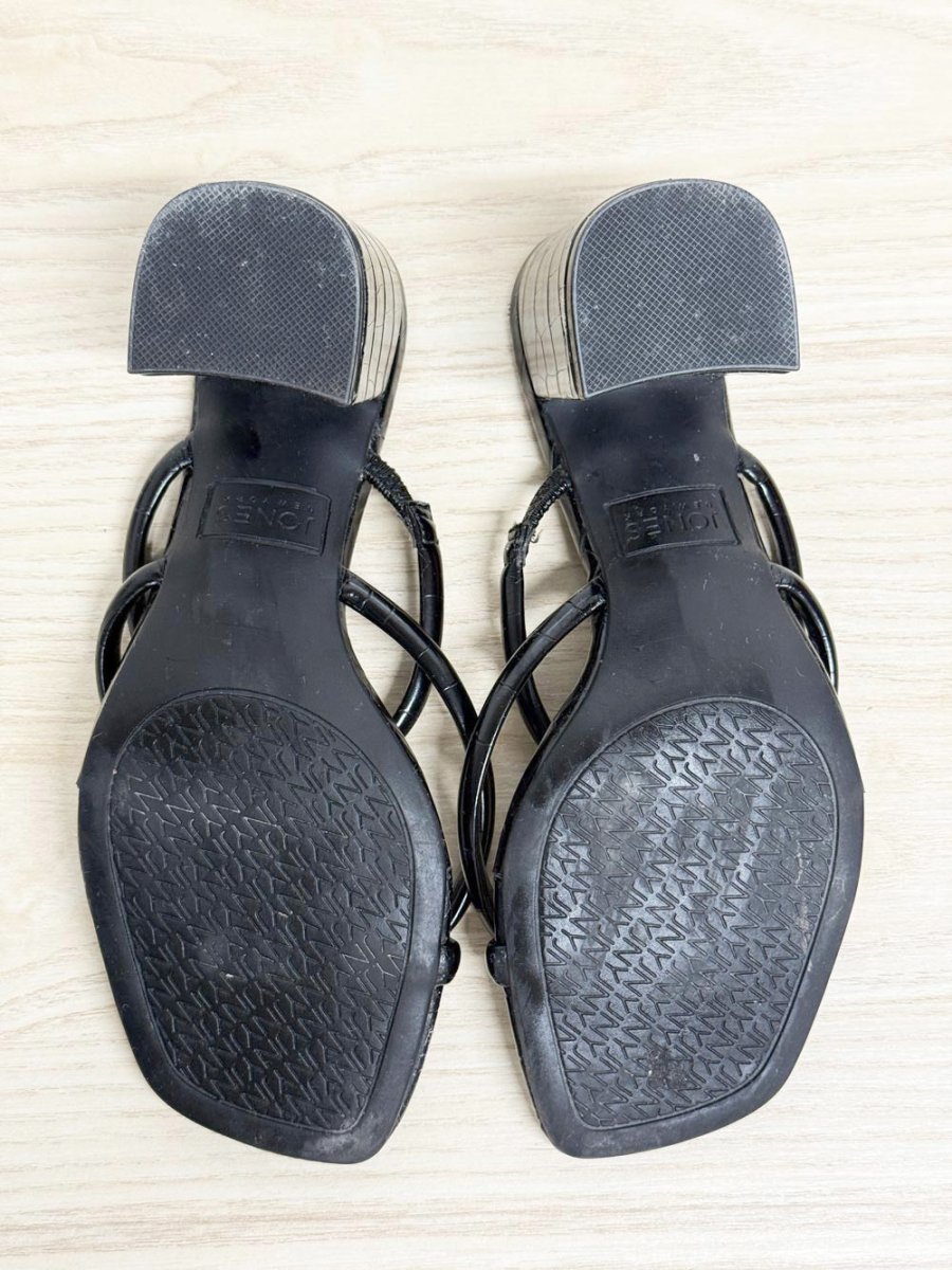 vintage 00s jones new york faux snake skin square toe strappy heels - good market thrift store