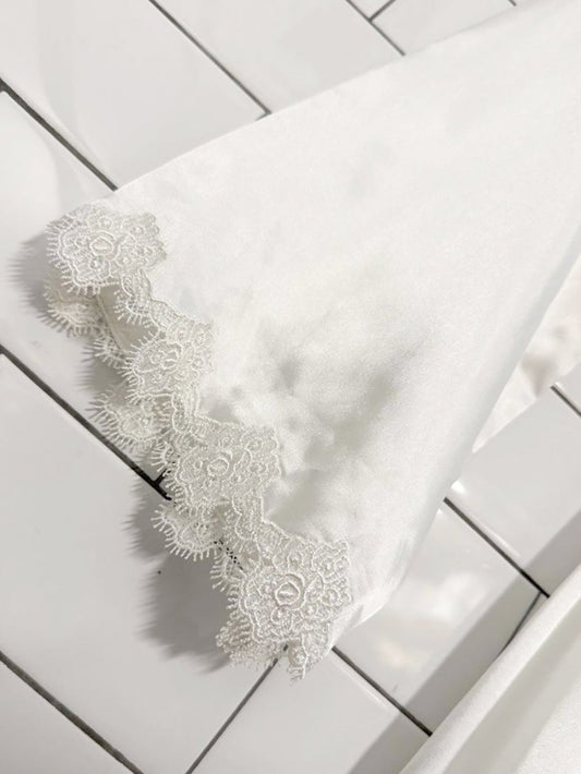 vintage 00s jones new york lace sleeve satin robe - good market thrift store