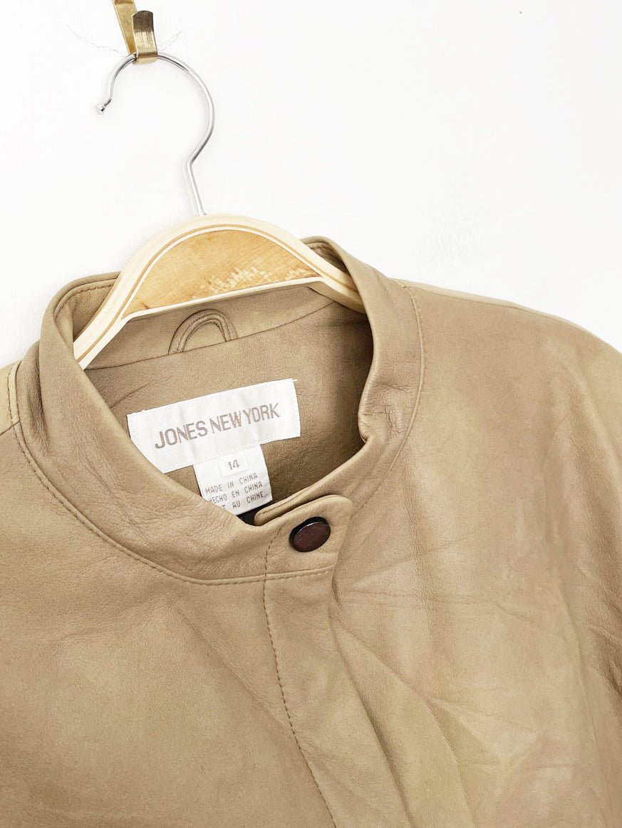 vintage 00s jones new york minimal soft leather biker jacket | lambskin - good market thrift store