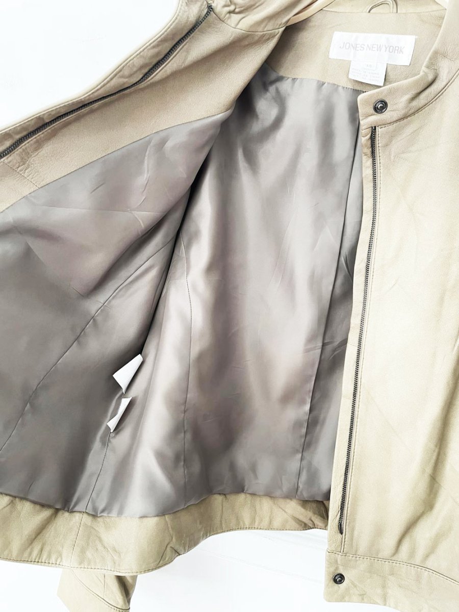vintage 00s jones new york minimal soft leather biker jacket | lambskin - good market thrift store