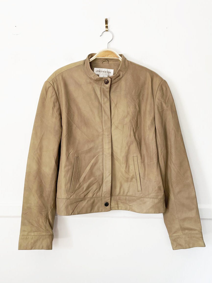 vintage 00s jones new york minimal soft leather biker jacket | lambskin - good market thrift store