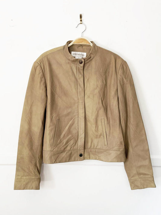 vintage 00s jones new york minimal soft leather biker jacket | lambskin - good market thrift store