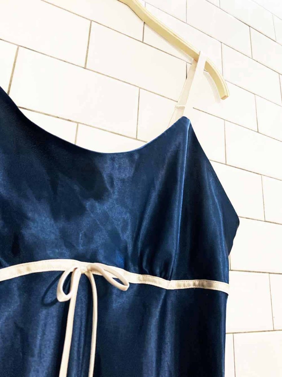 vintage 00s jones new york satin bow slip midi dress - good market thrift store