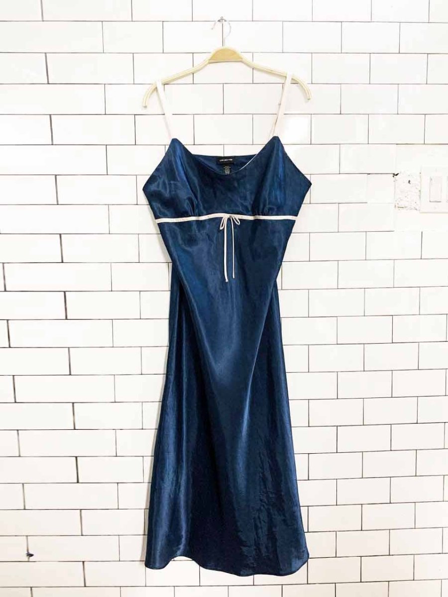 vintage 00s jones new york satin bow slip midi dress - good market thrift store