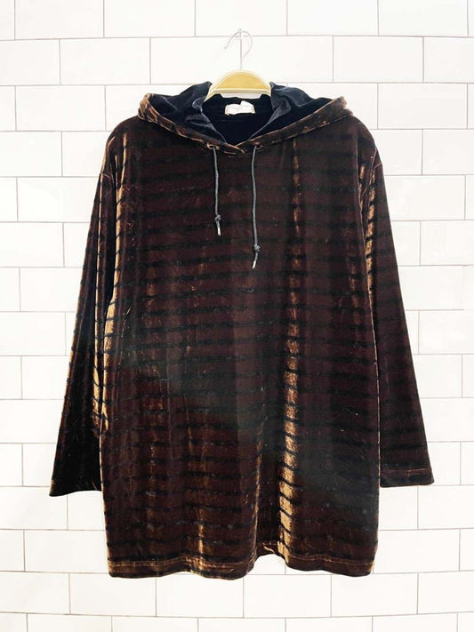 vintage 00s jones new york velour stripe relaxed hoodie - good market thrift store