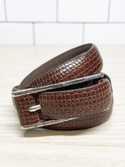 vintage 00s jones new york woven textured leather slim belt - good market thrift store