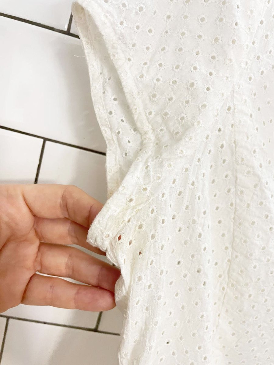 vintage 00s jones wear eyelet cap sleeve blouse | jones new york - good market thrift store