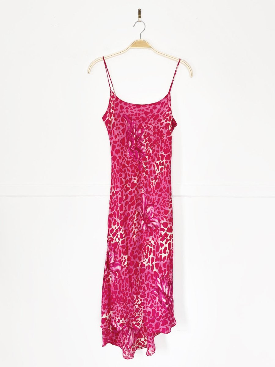 vintage 00s joseph ribkoff animal print floral midi slip dress - good market thrift store