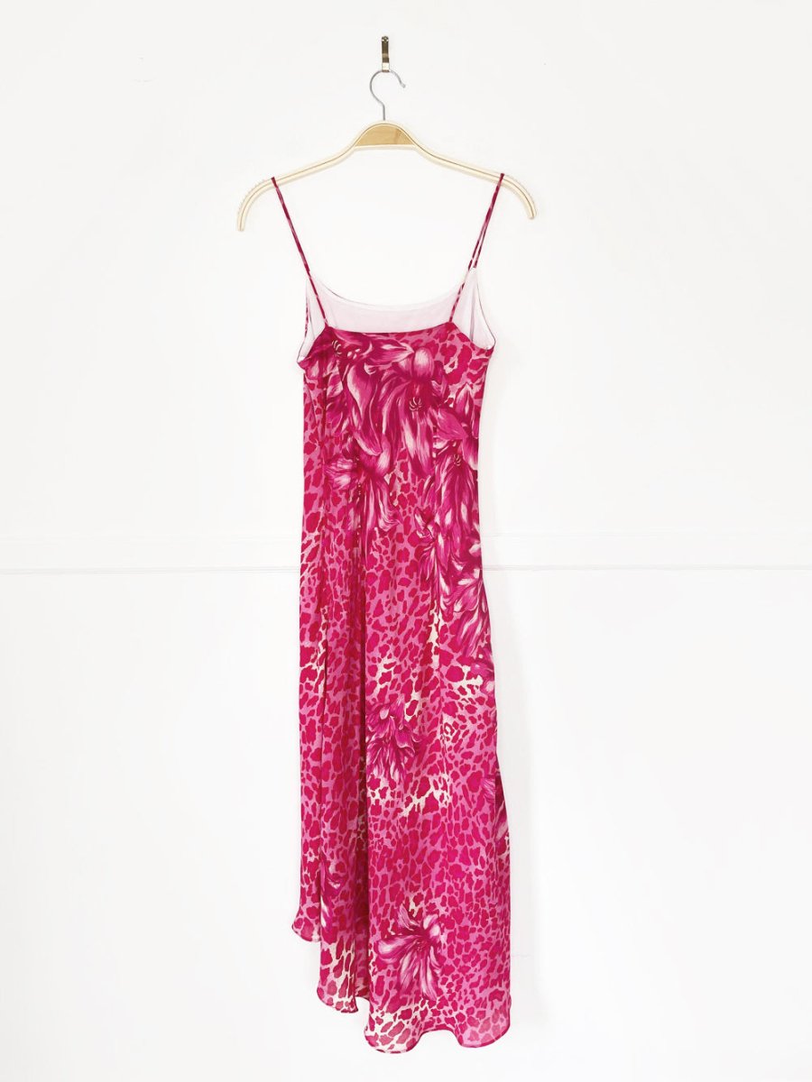 vintage 00s joseph ribkoff animal print floral midi slip dress - good market thrift store