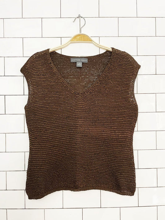 vintage 00s josephine chaus stretchy knit sleeveless top - good market thrift store