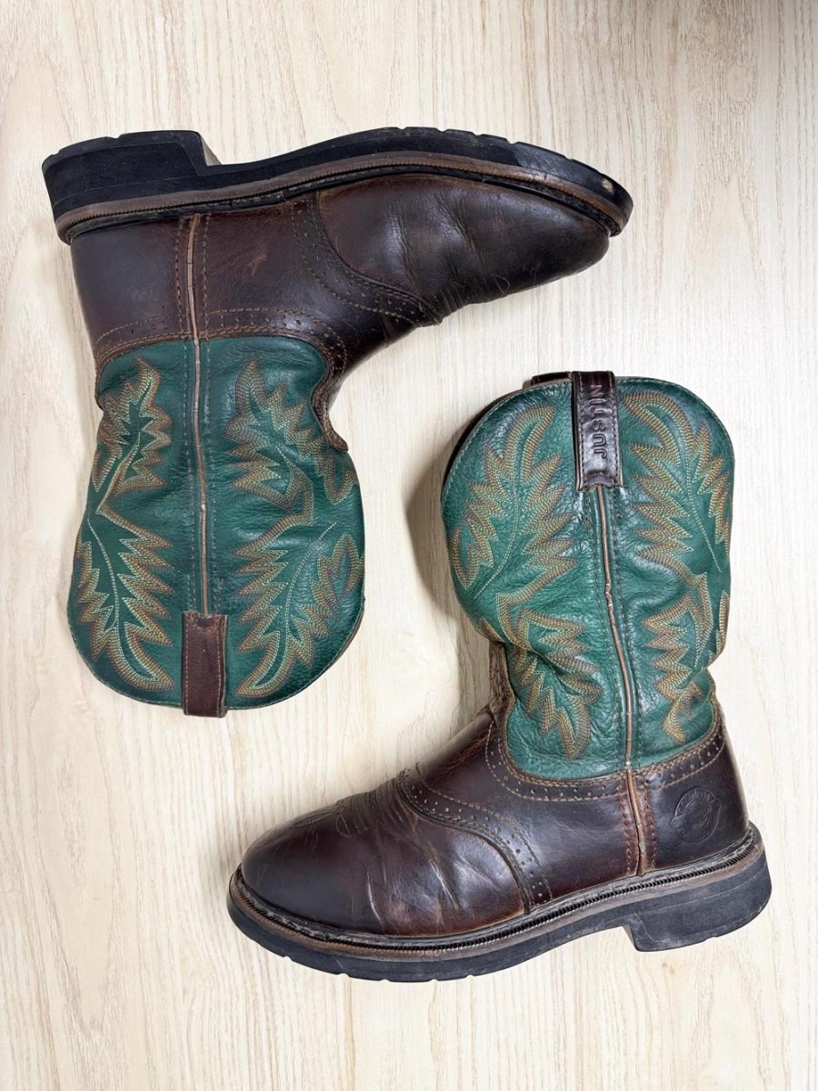 vintage 00s justin two-tone leather cowboy boots | western - good market thrift store