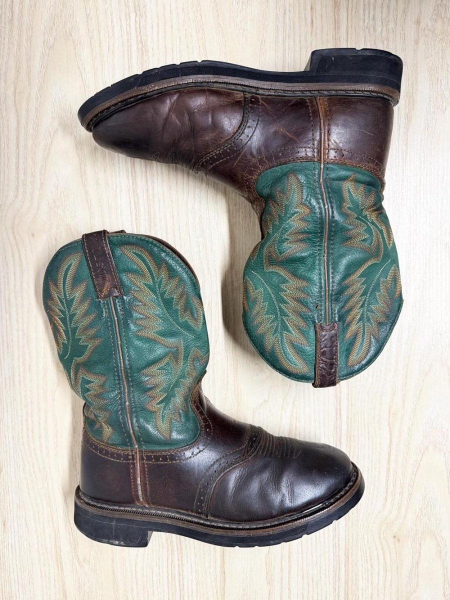 vintage 00s justin two-tone leather cowboy boots | western - good market thrift store