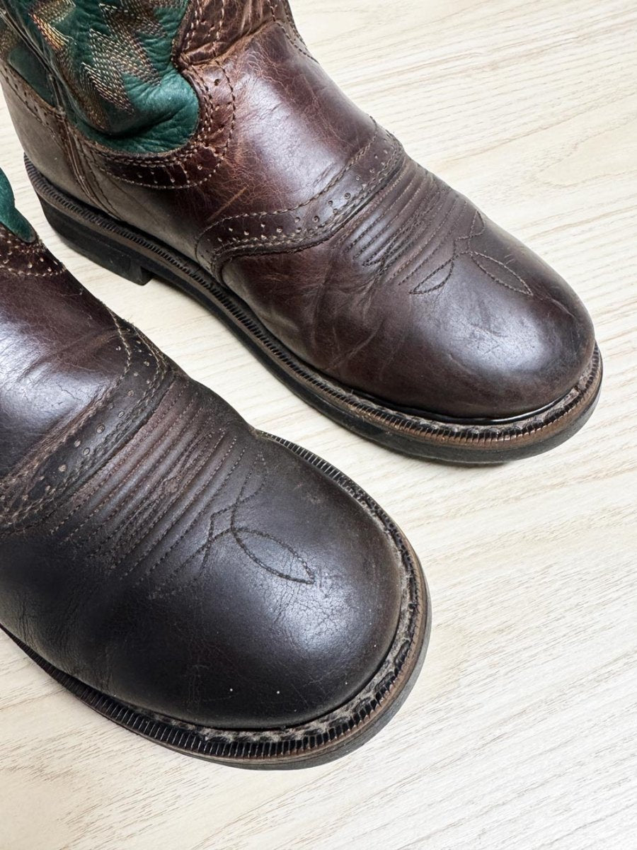 vintage 00s justin two-tone leather cowboy boots | western - good market thrift store