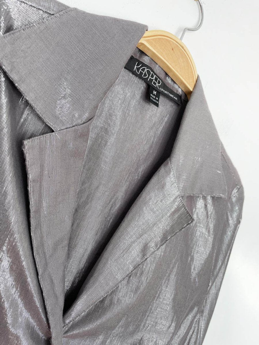 vintage 00s kasper silver bells metallic fitted blouse - good market thrift store