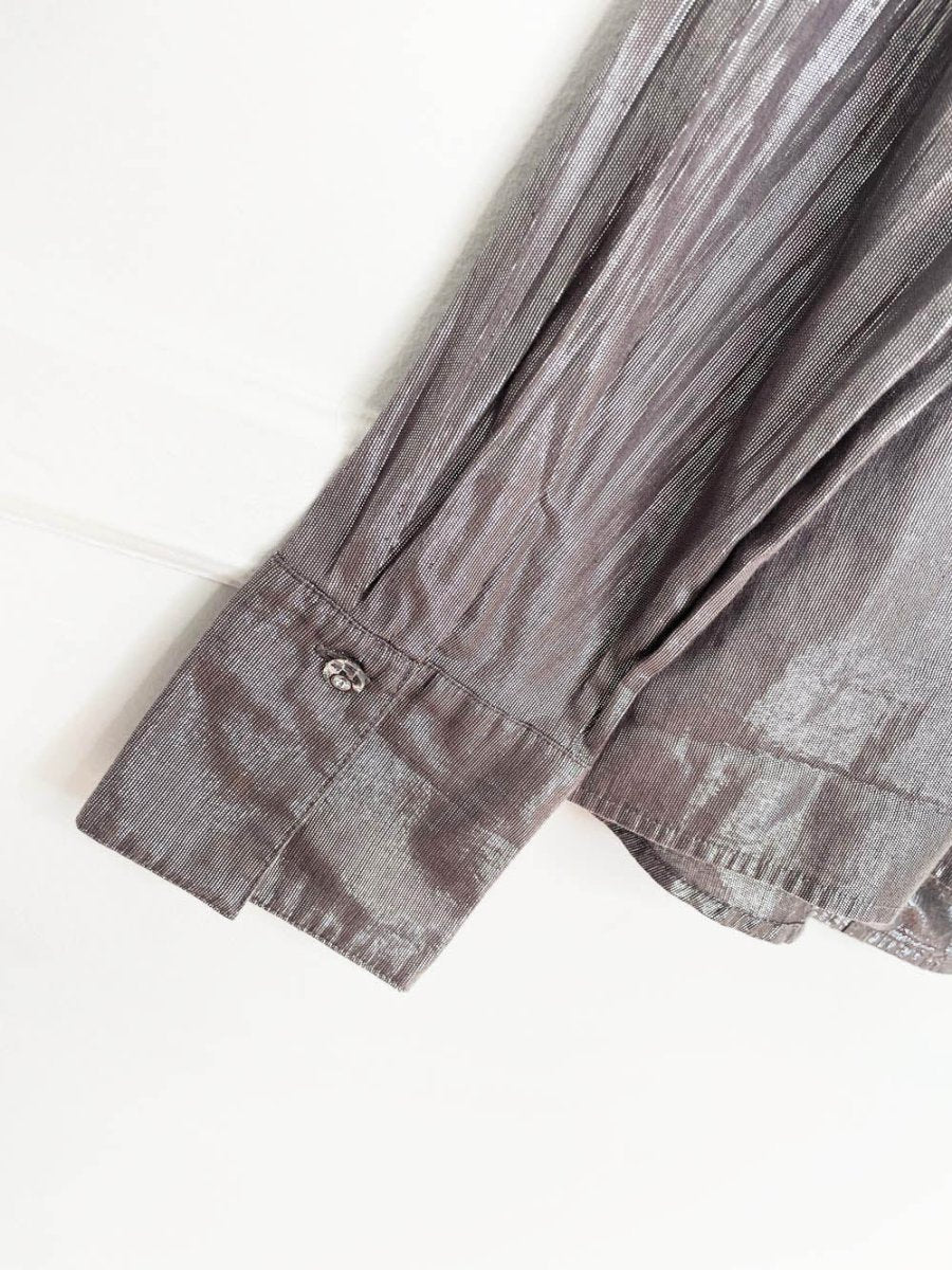 vintage 00s kasper silver bells metallic fitted blouse - good market thrift store