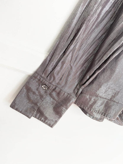 vintage 00s kasper silver bells metallic fitted blouse - good market thrift store