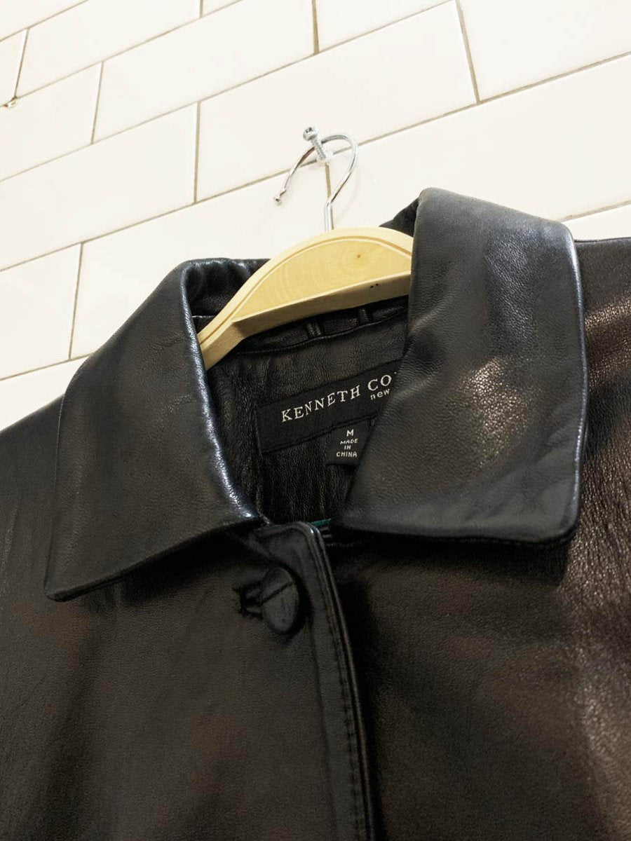 vintage 00s kenneth cole ny butter leather full button long jacket | lambskin - good market thrift store