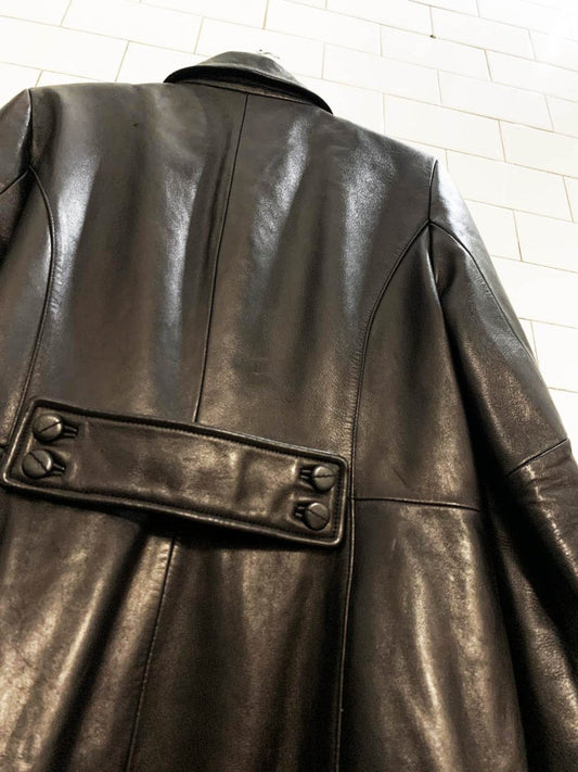 vintage 00s kenneth cole ny butter leather full button long jacket | lambskin - good market thrift store
