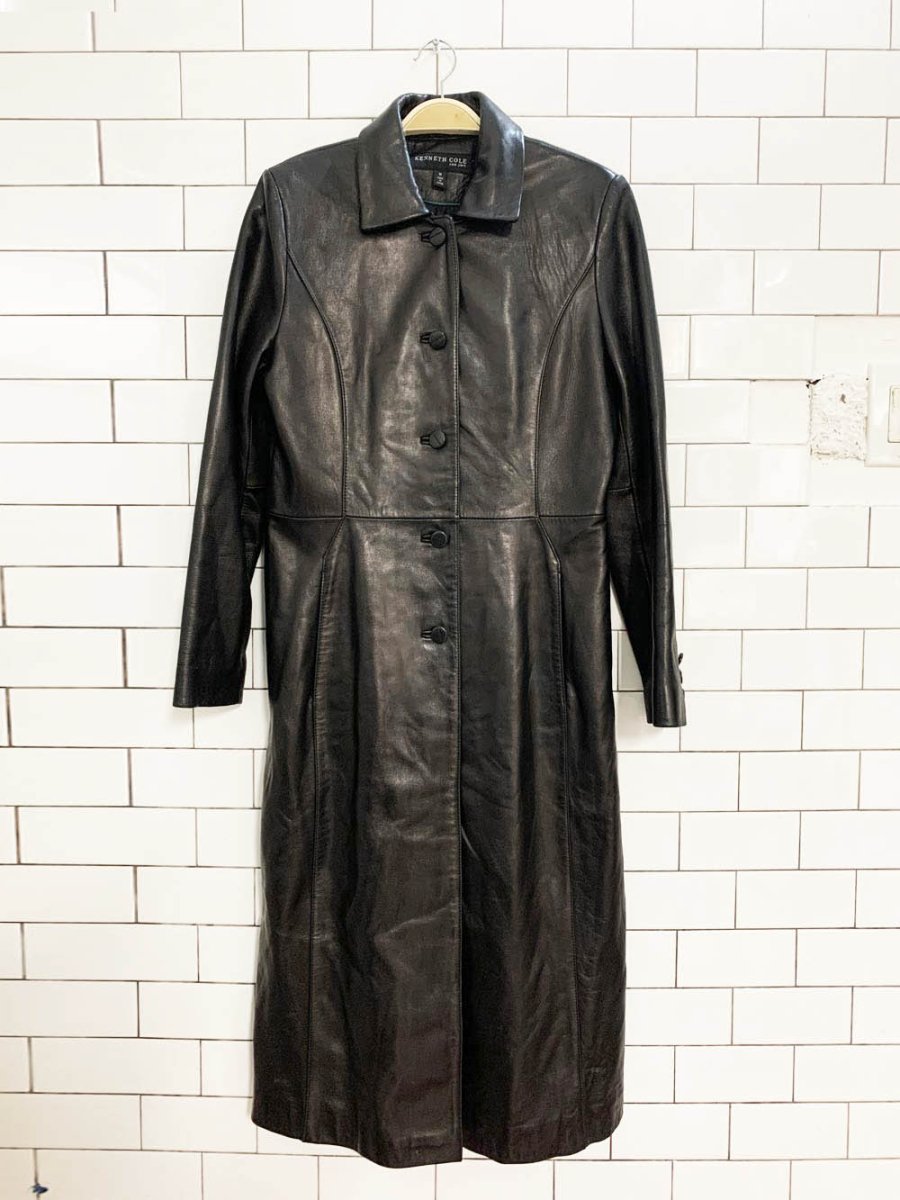 vintage 00s kenneth cole ny butter leather full button long jacket | lambskin - good market thrift store