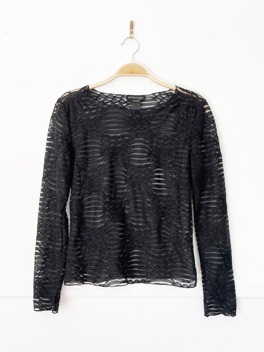 vintage 00s kenneth cole ny sheer striped long sleeve shirt - good market thrift store