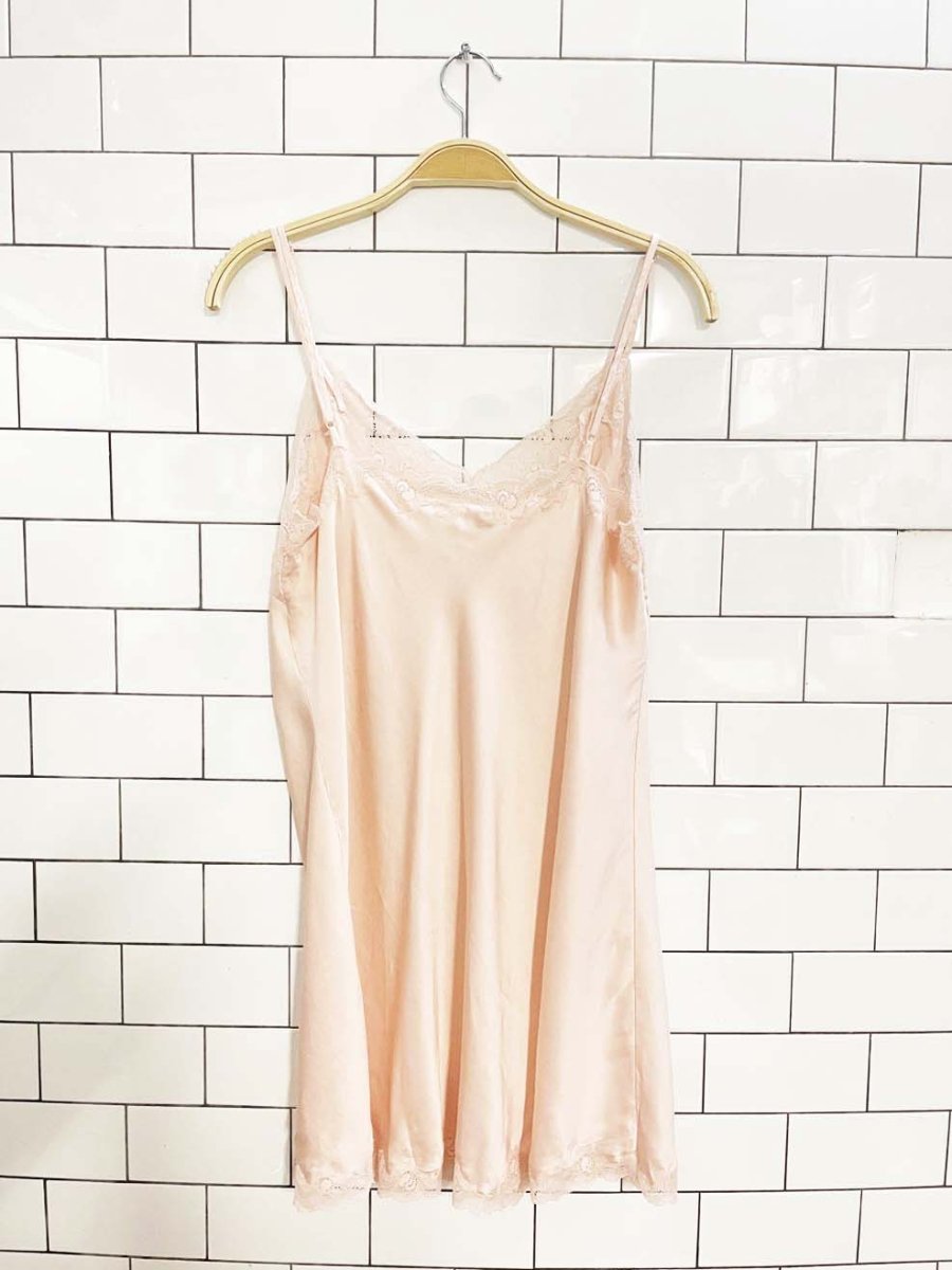 vintage 00s la senza 100% silk lace trim mini slip dress - good market thrift store