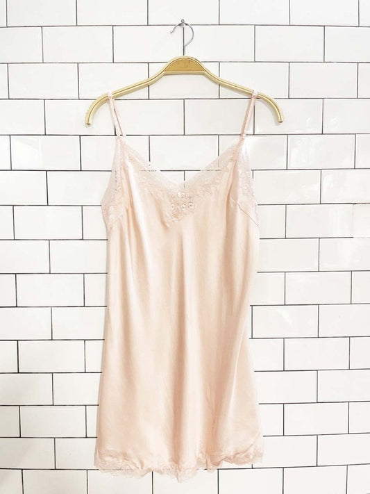 vintage 00s la senza 100% silk lace trim mini slip dress - good market thrift store