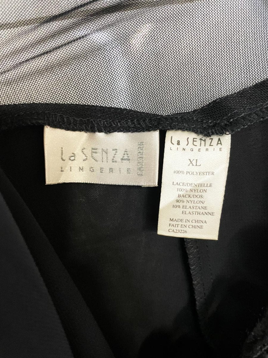 vintage 00s la senza embroidered top flare hem chiffon mini slip dress - good market thrift store