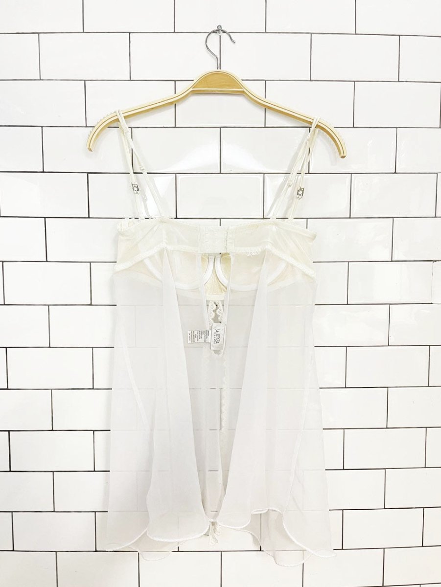 vintage 00s la senza flower lace bra top sheer nightie - good market thrift store