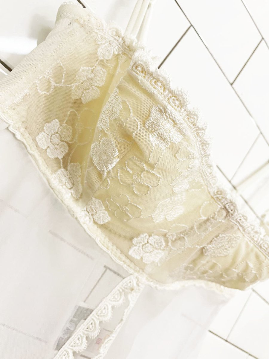 vintage 00s la senza flower lace bra top sheer nightie - good market thrift store