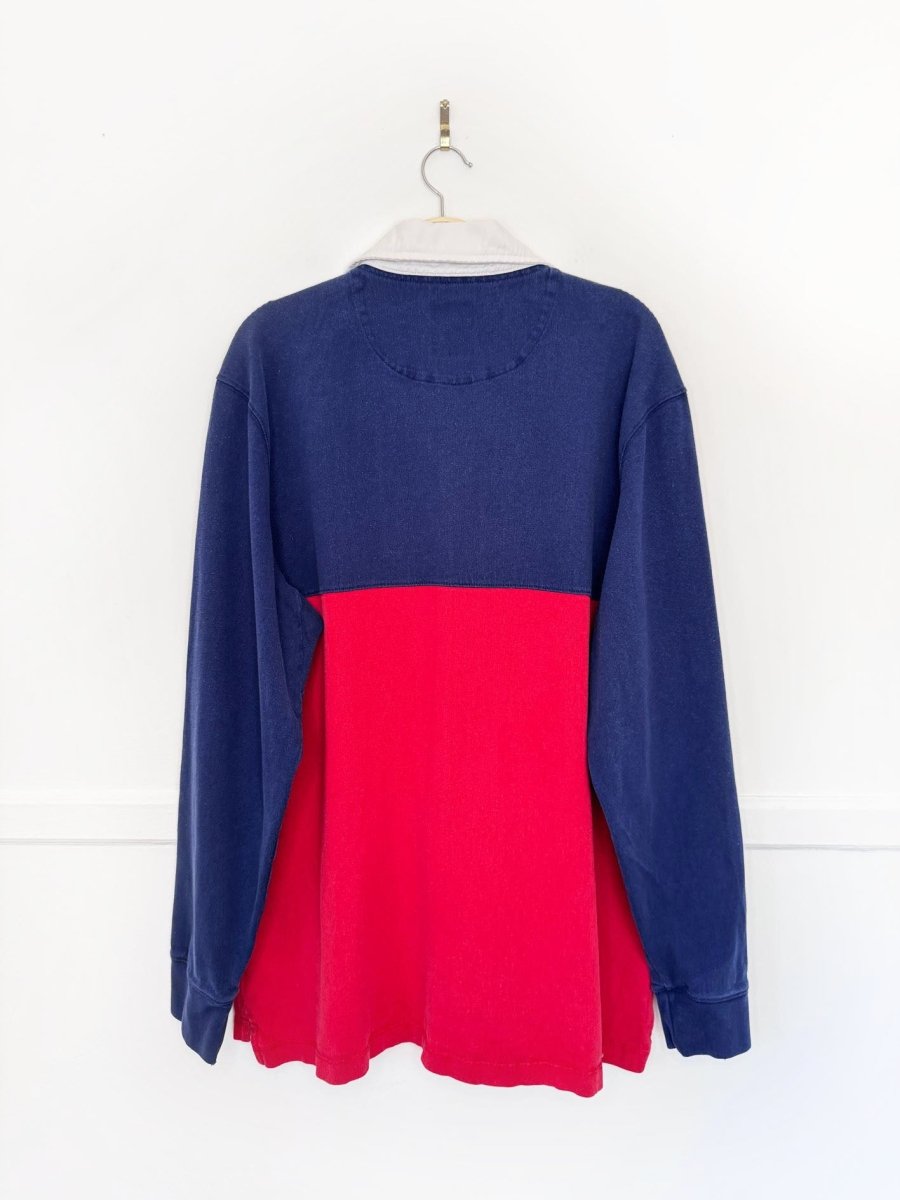 vintage 00s lands end rugby colour block long sleeve shirt - good market thrift store