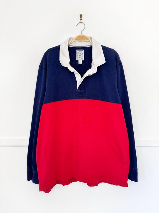 vintage 00s lands end rugby colour block long sleeve shirt - good market thrift store