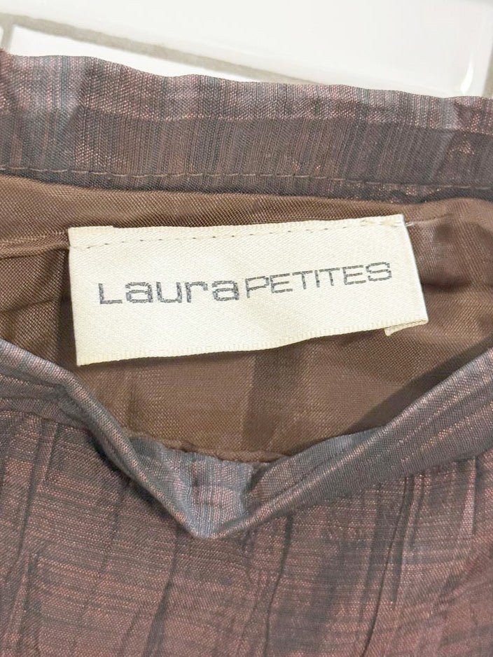 vintage 00s laura crinkled metallic knee - length skirt - good market thrift store