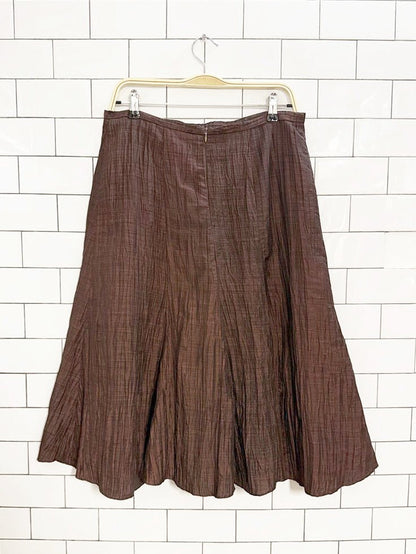 vintage 00s laura crinkled metallic knee - length skirt - good market thrift store