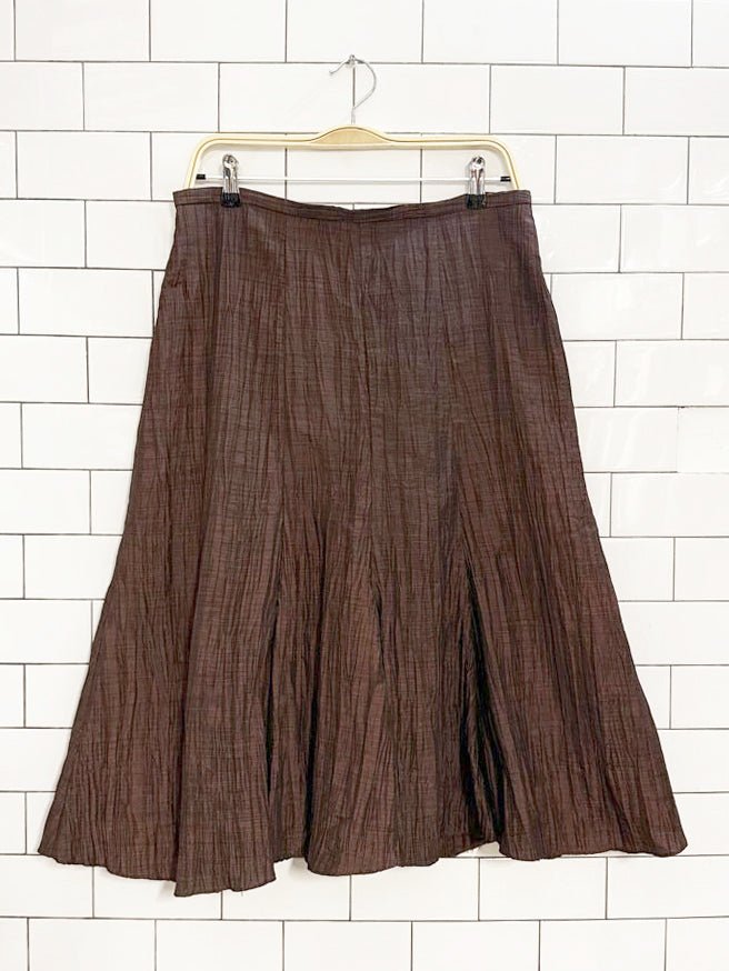 vintage 00s laura crinkled metallic knee - length skirt - good market thrift store