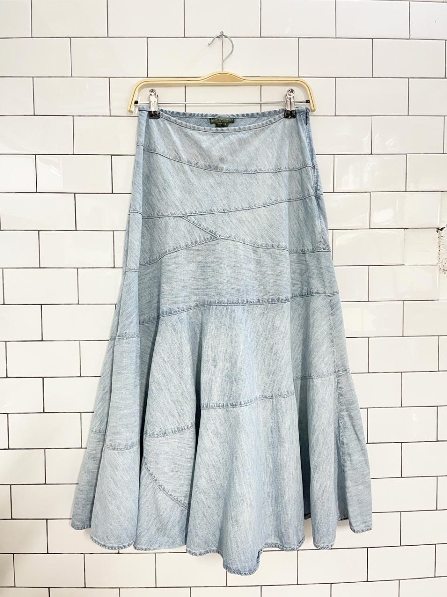 vintage 00s lauren jeans RL country full denim midi skirt | ralph lauren - good market thrift store