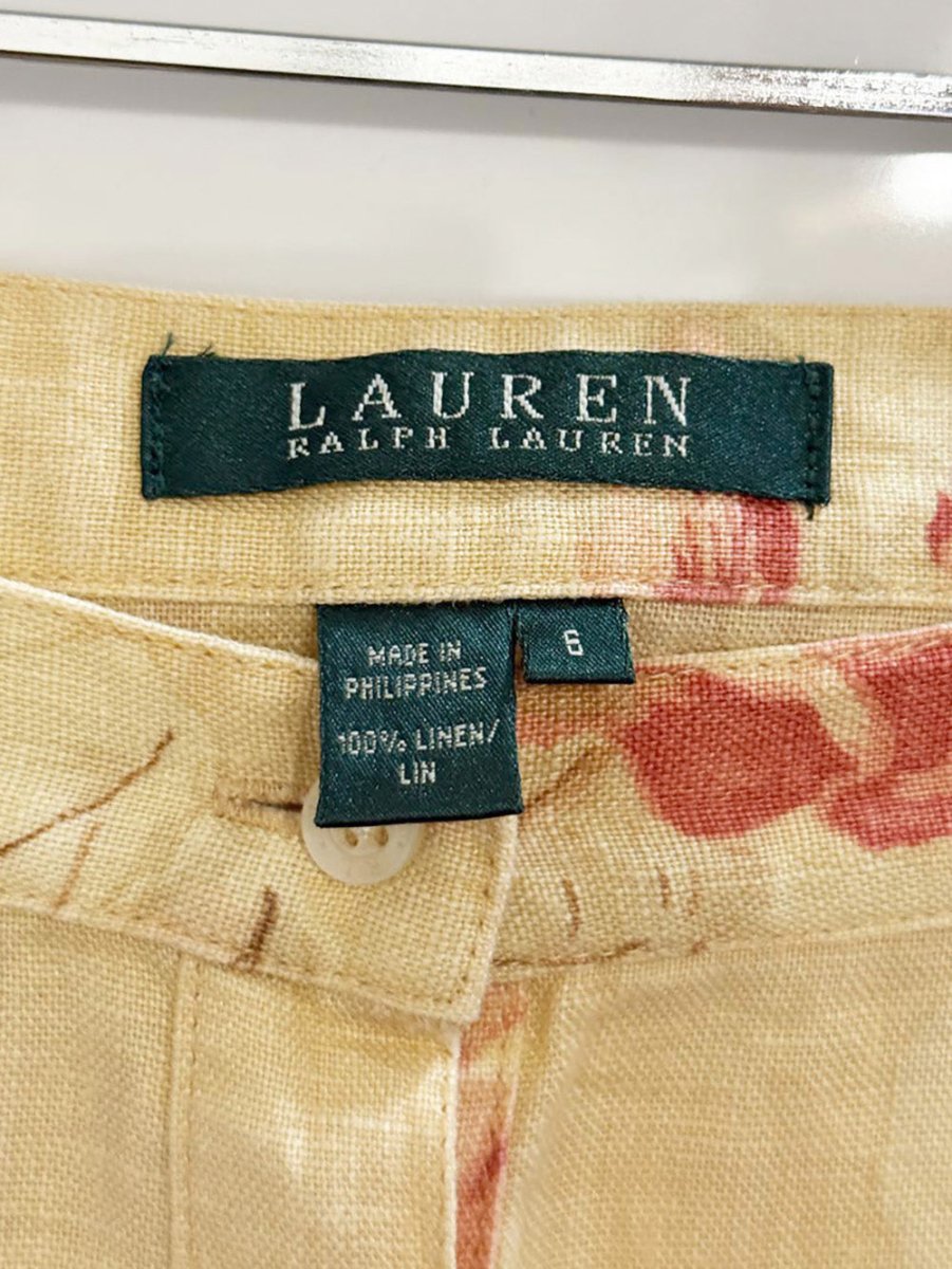 vintage 00s lauren RL 100% linen country floral full button midi skirt | ralph lauren - good market thrift store