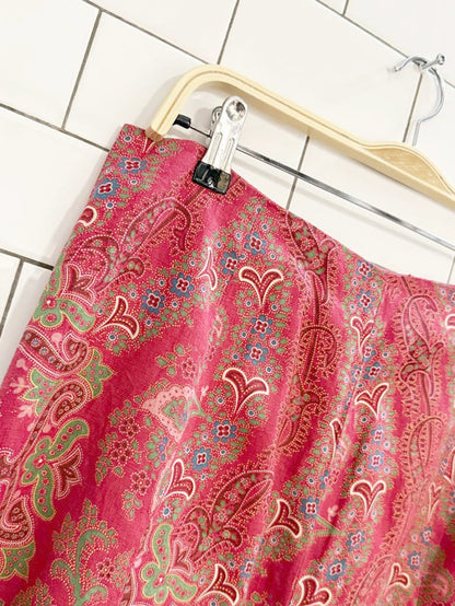 vintage 00s lauren RL 100% linen paisley midi skirt | ralph lauren - good market thrift store
