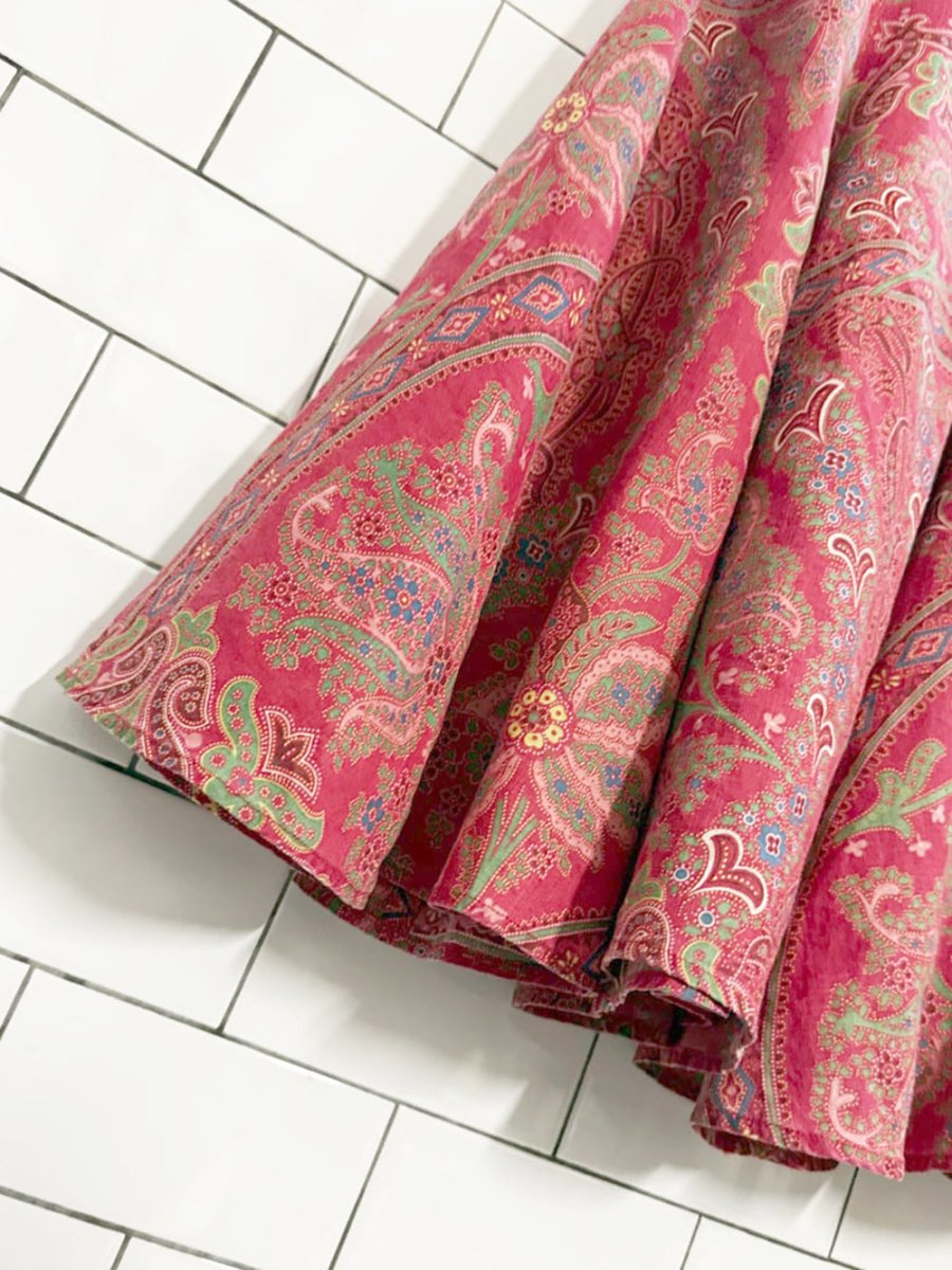 vintage 00s lauren RL 100% linen paisley midi skirt | ralph lauren - good market thrift store