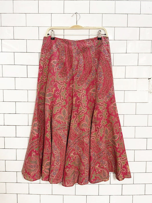 vintage 00s lauren RL 100% linen paisley midi skirt | ralph lauren - good market thrift store