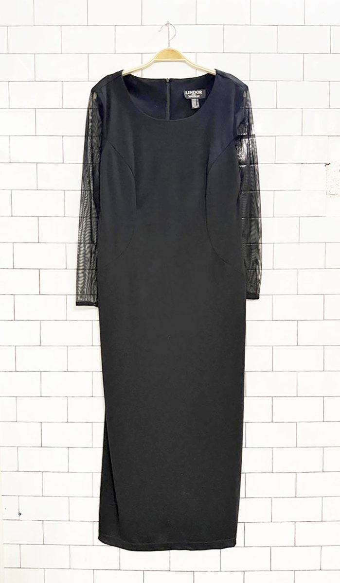 vintage 00s lindor mesh sleeve maxi dress | made in Canada - good market thrift store