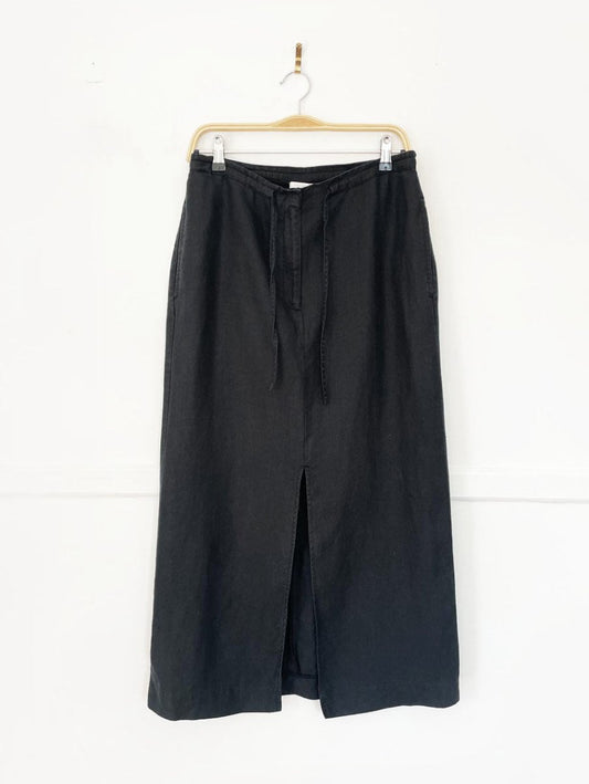 vintage 00s liz claiborne 100% linen minimal midi skirt | lizsport - good market thrift store