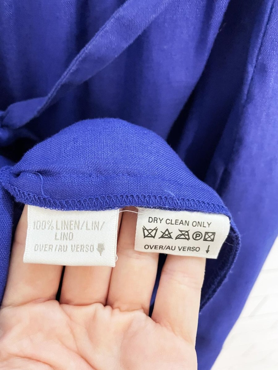 vintage 00s liz claiborne 100% linen pintuck boduce full shell button back maxi dress | liz now - good market thrift store