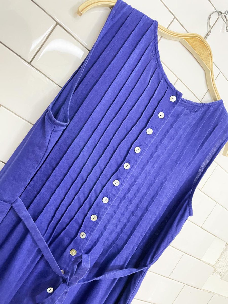 vintage 00s liz claiborne 100% linen pintuck boduce full shell button back maxi dress | liz now - good market thrift store