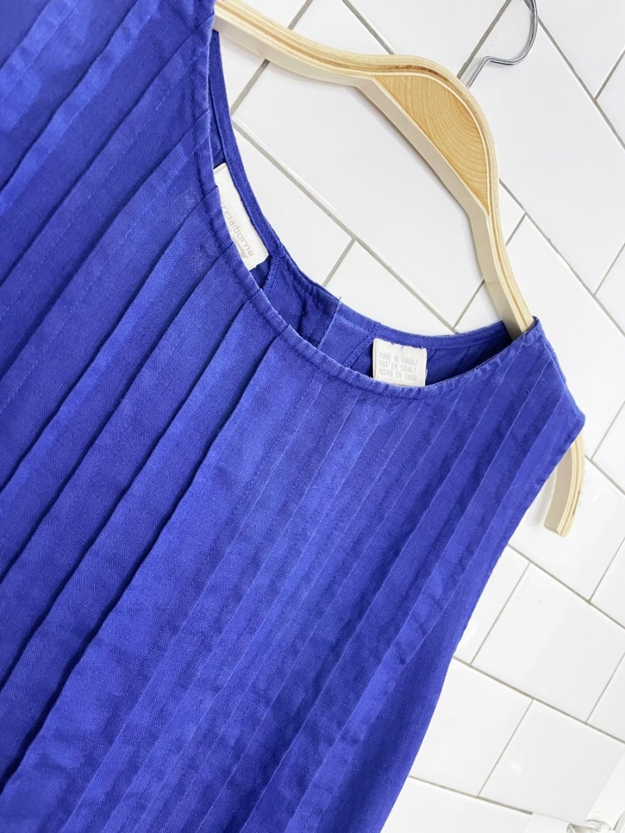 vintage 00s liz claiborne 100% linen pintuck boduce full shell button back maxi dress | liz now - good market thrift store