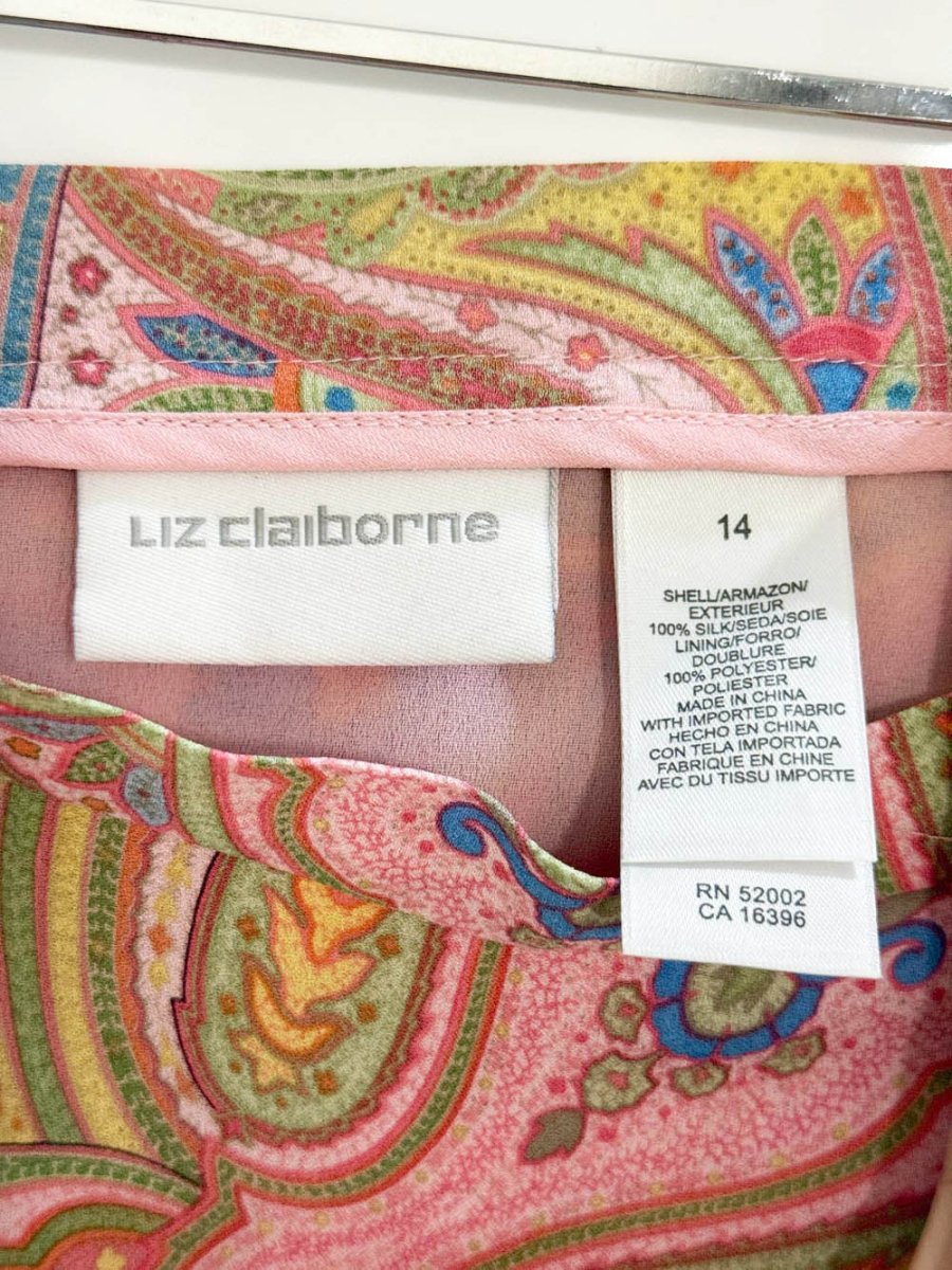 vintage 00s liz claiborne 100% silk paisley knee - length skirt - good market thrift store