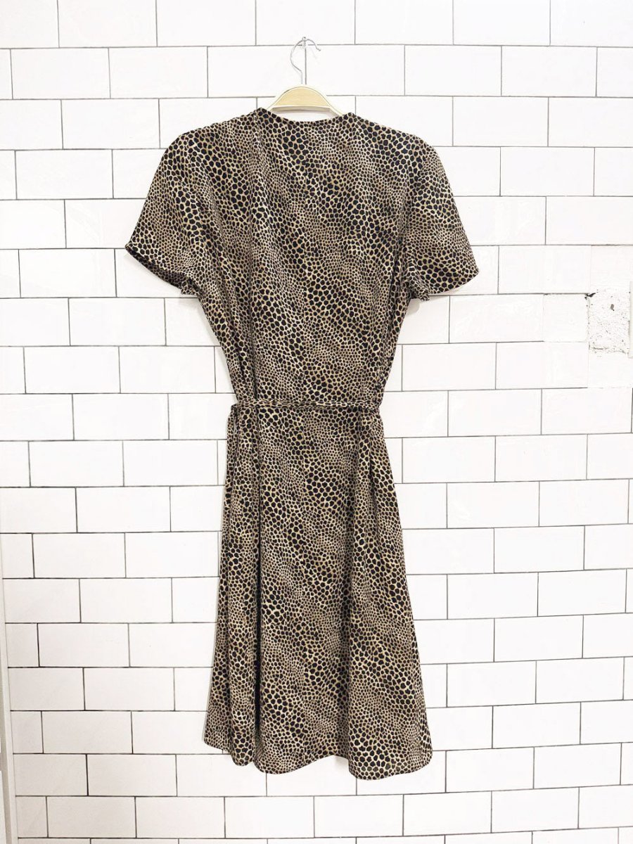 vintage 00s liz claiborne animal print mini wrap dress - good market thrift store