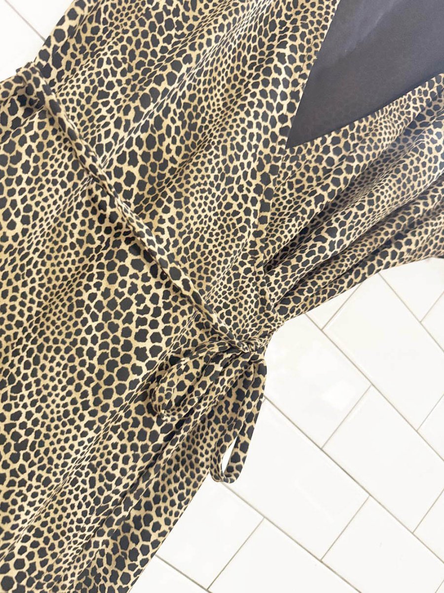 vintage 00s liz claiborne animal print mini wrap dress - good market thrift store
