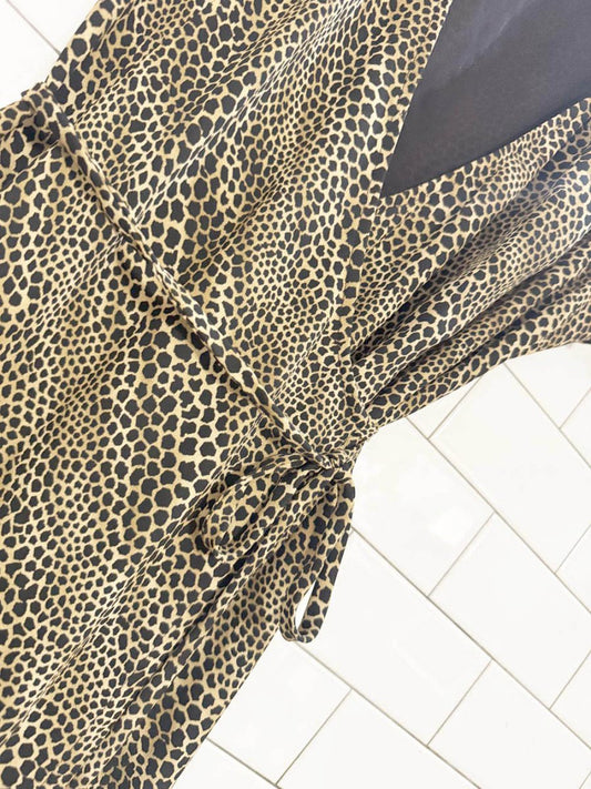 vintage 00s liz claiborne animal print mini wrap dress - good market thrift store